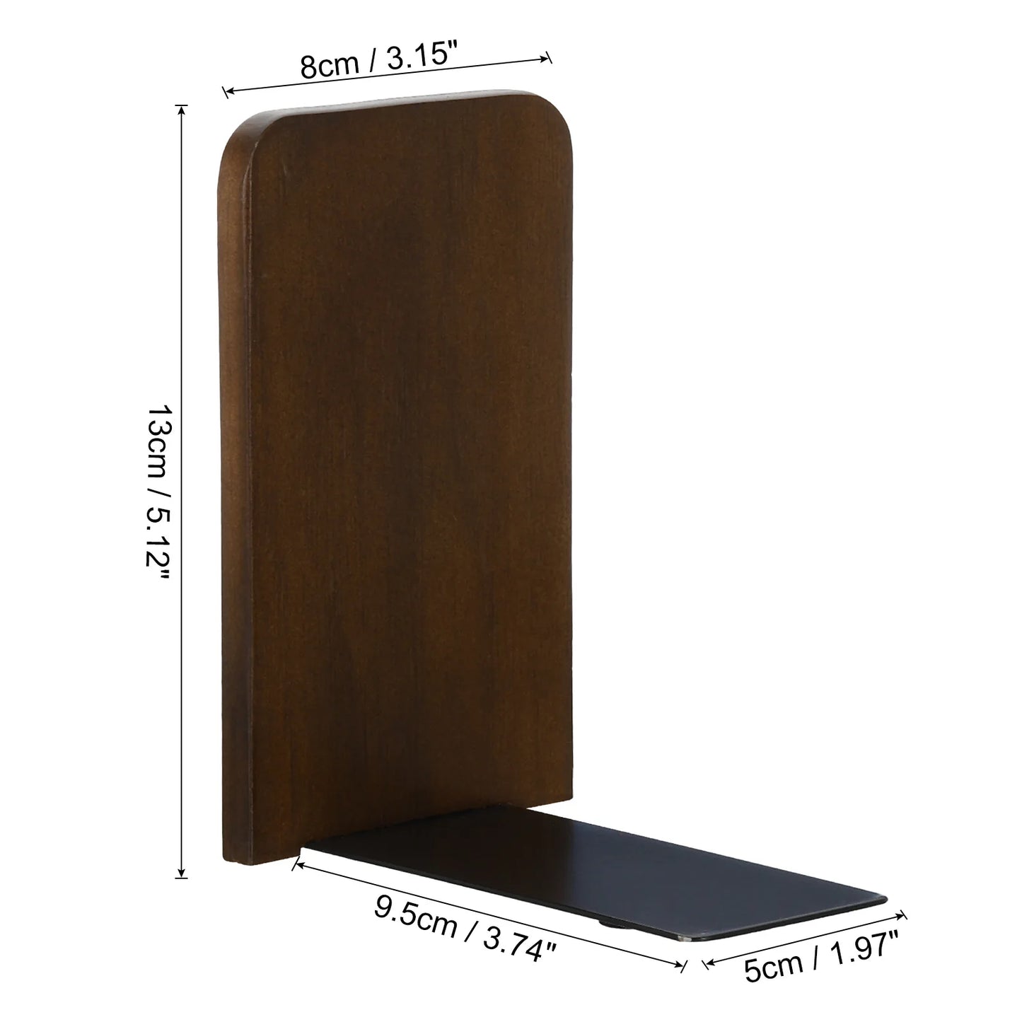 2 Stück Holz Buchstützen mit Metallbasis Organizer Büro Regal Halter