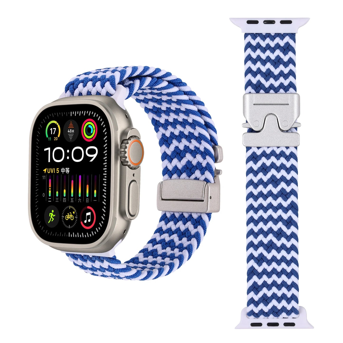 Geflochtenes Fallschirm-Nylonarmband mit Metallverschluss für Smartwatches