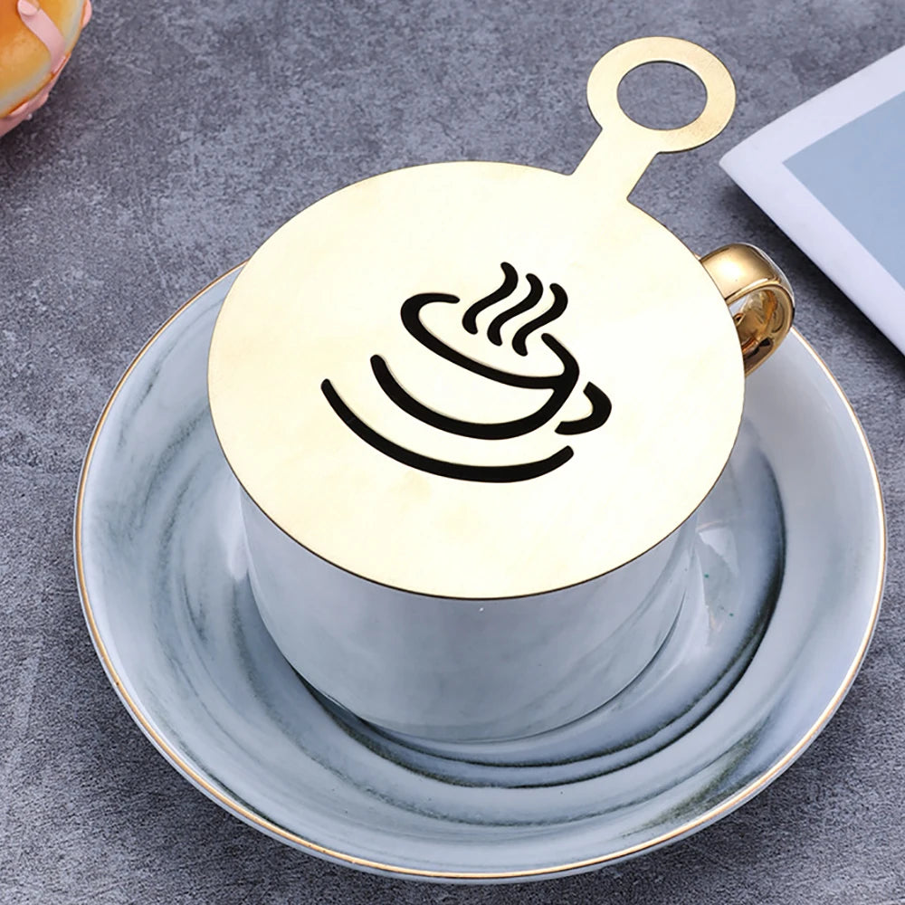 Kreative Kaffee-Kunst: 4-teiliges Edelstahl-Schablonen-Set in Silber, Gold, Schwarz