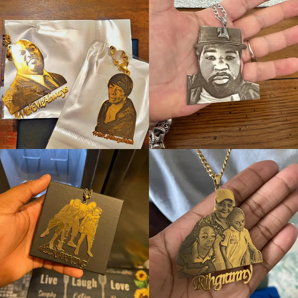 Personalisierter Foto-Halsketten-Anhänger mit individueller Gravur Damen Herren