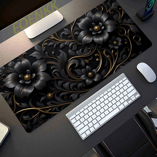 Blumen Gaming Mauspad mit genähten Kanten rutschfest für Schreibtisch