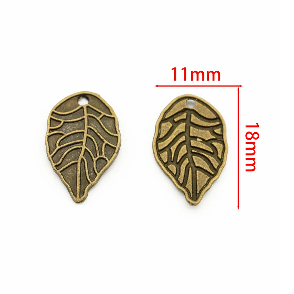 10er Set Antik Bronze Silber Blattform Anhänger für DIY Schmuck Basteln