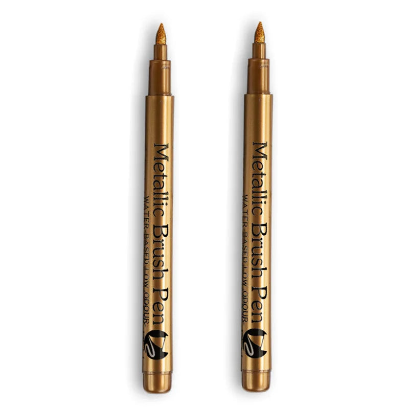 Glänzende Metallic Marker Gold - Silber – Permanente Pinselstifte für Kreative