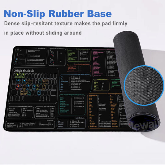 Großes Mauspad mit rutschfester Basis und genähter Kante für Büro und Gaming