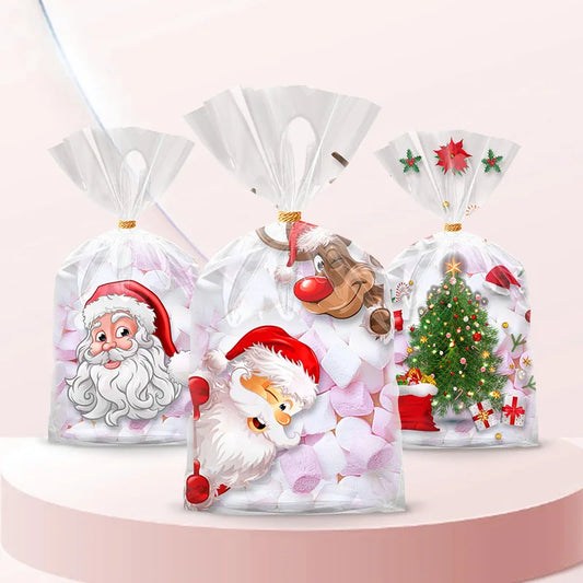 50er Set Weihnachtliche Geschenktüten mit Band Wiederverwendbar