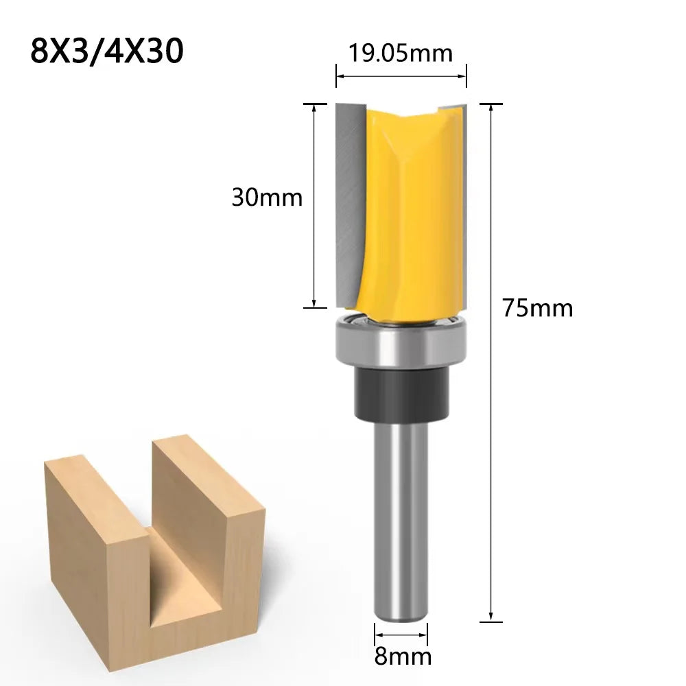 1/4 Zoll 8mm Schaft Langklinge Fräsbit mit Lager für Holzarbeiten
