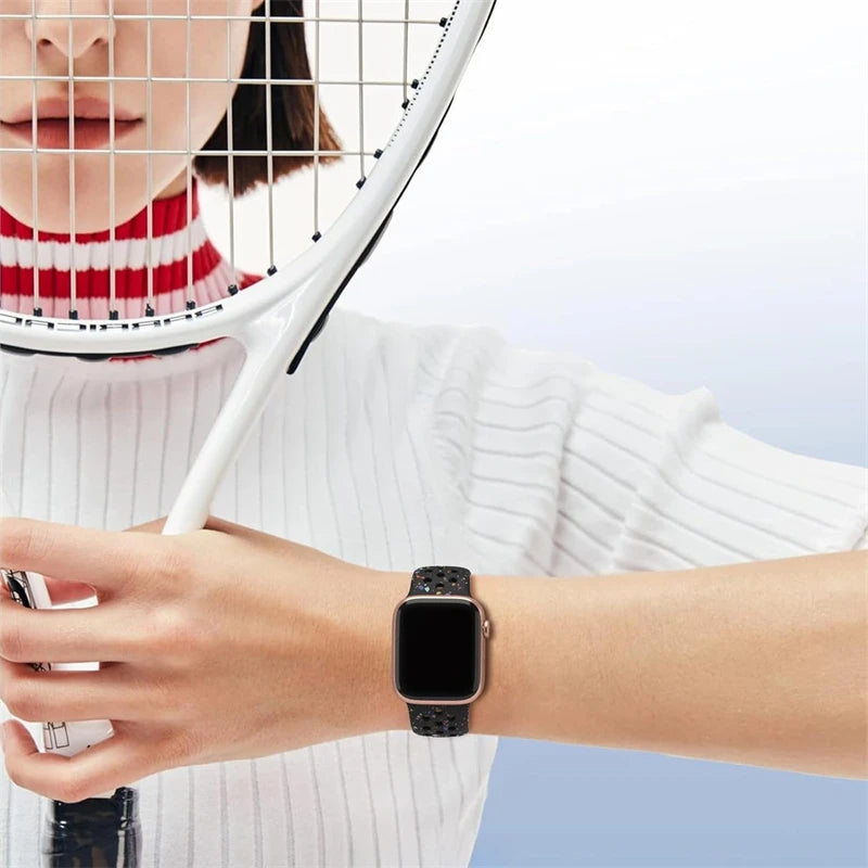 Sportliches Silikonarmband kompatibel mit Smartwatch 38-49 mm Modelle