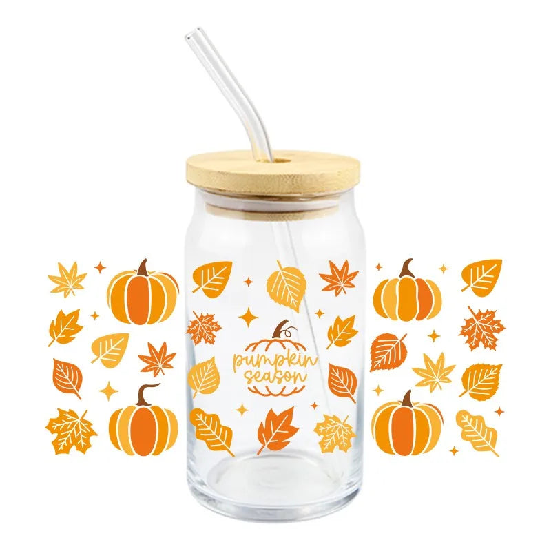 3D UV DTF Transfer Sticker Kürbis Motiv für 16oz - 24oz Becher