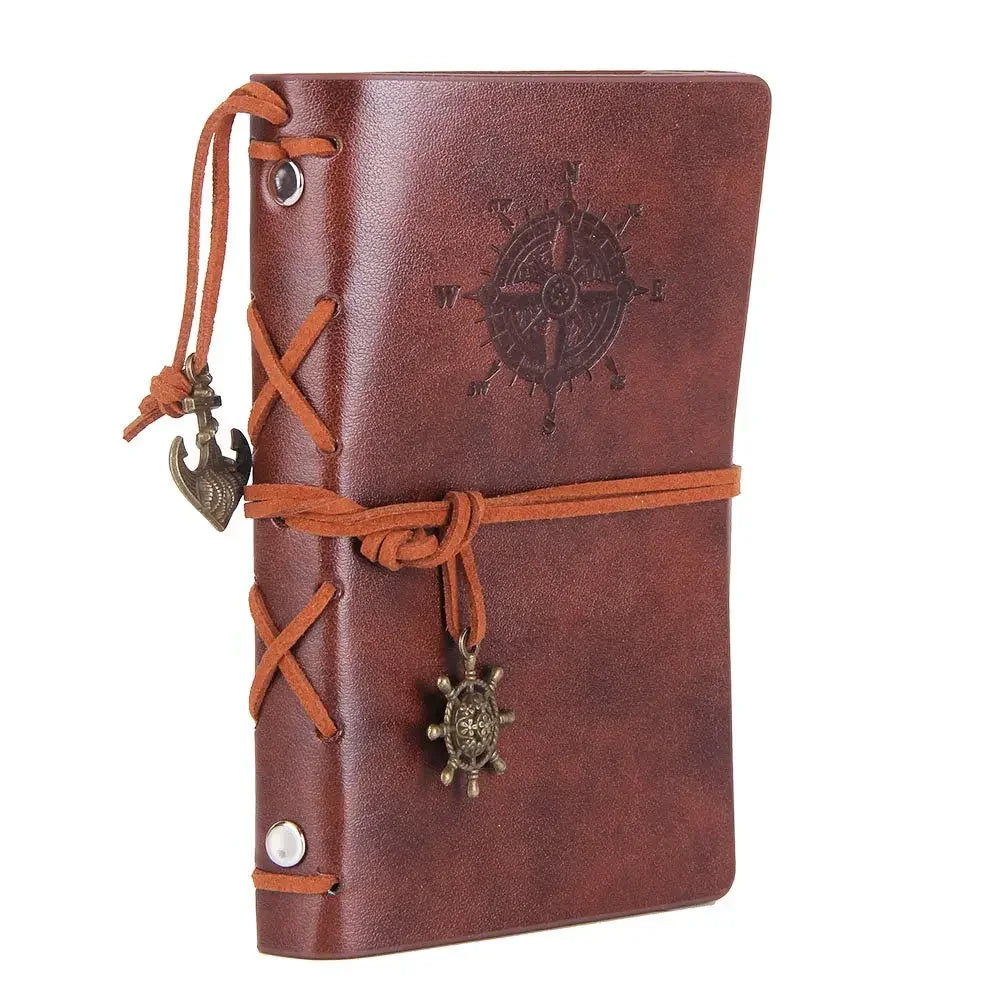 Retro Notizbuch mit weichem Ledereinband 14x10 cm für Tagebuch - Skizzen