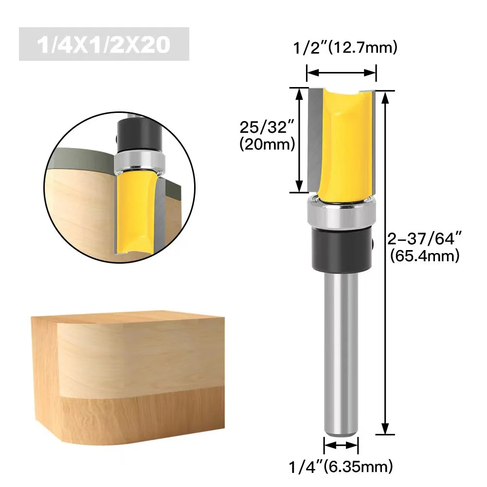 1/4 Zoll 8mm Schaft Langklinge Fräsbit mit Lager für Holzarbeiten