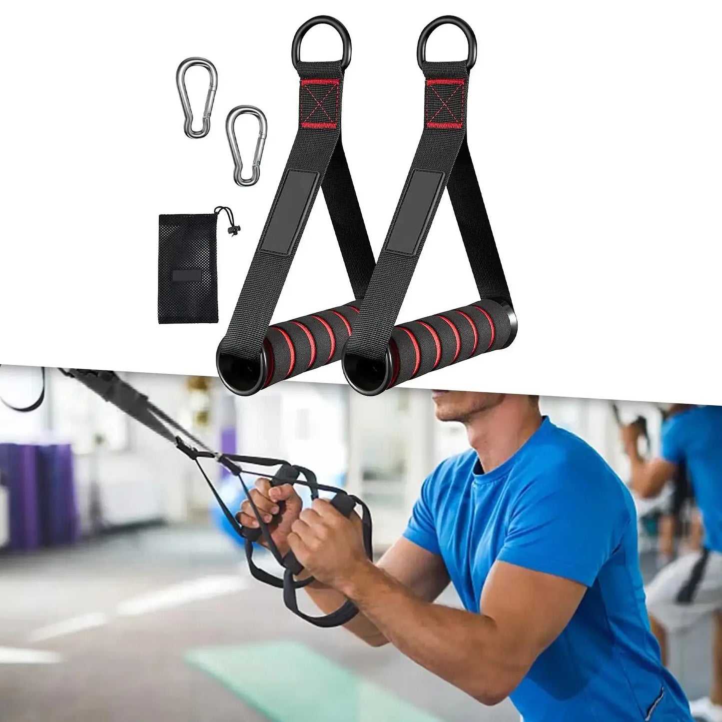 Maximaler Halt - Vielseitigkeit: Robuste D-Ring Metallgriffe für effektives Workout