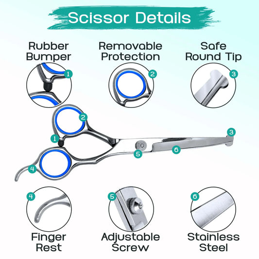 5-in-1 Fellscheren Set mit Sicherer Spitze für Hunde und Katzen Pflege