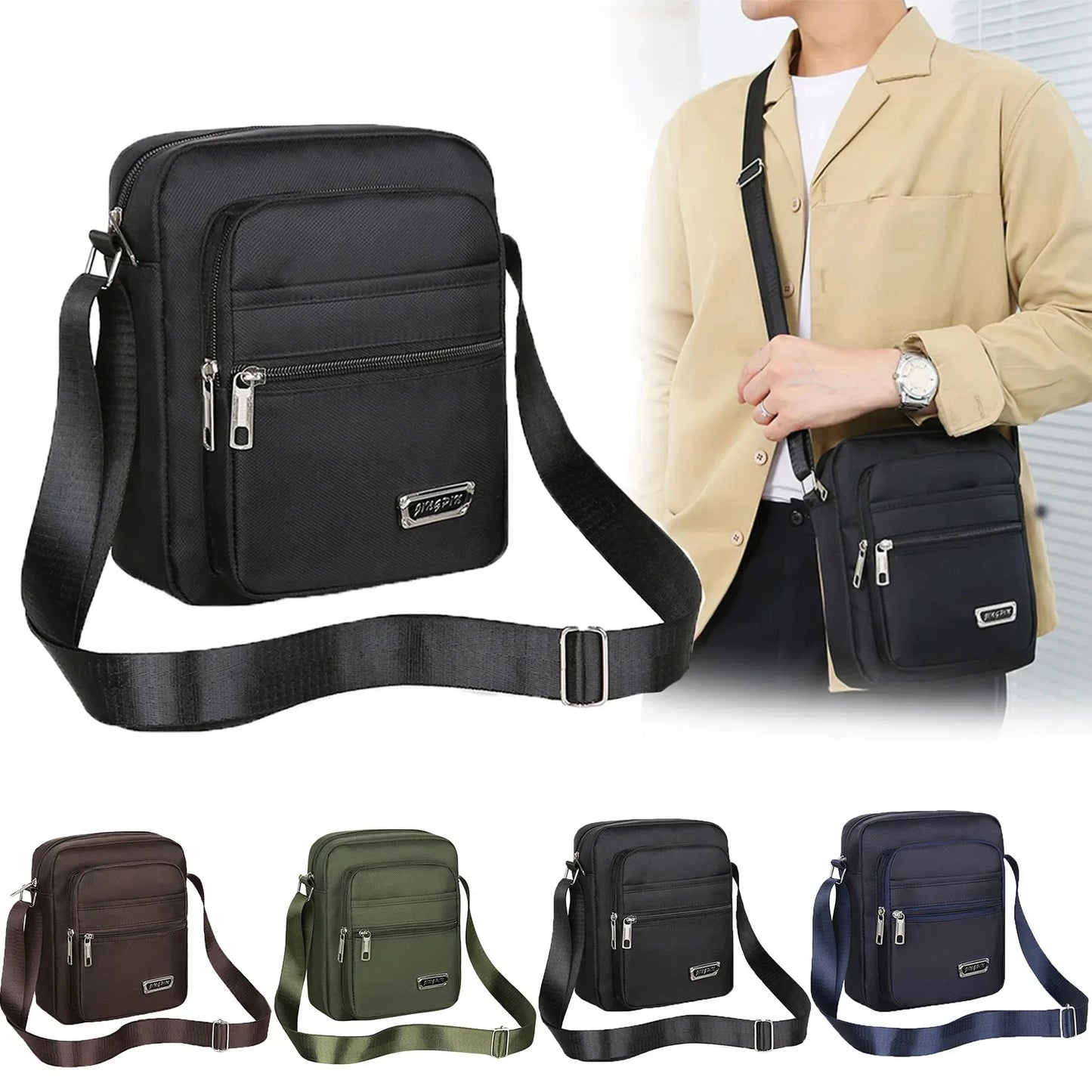 Wasserdichte Umhängetasche mit vierlagigem Reißverschluss – Unisex Businessbag