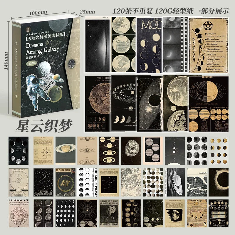 120 Blatt Vintage Dekor Scrapbook Materialien Papier Combo Kit