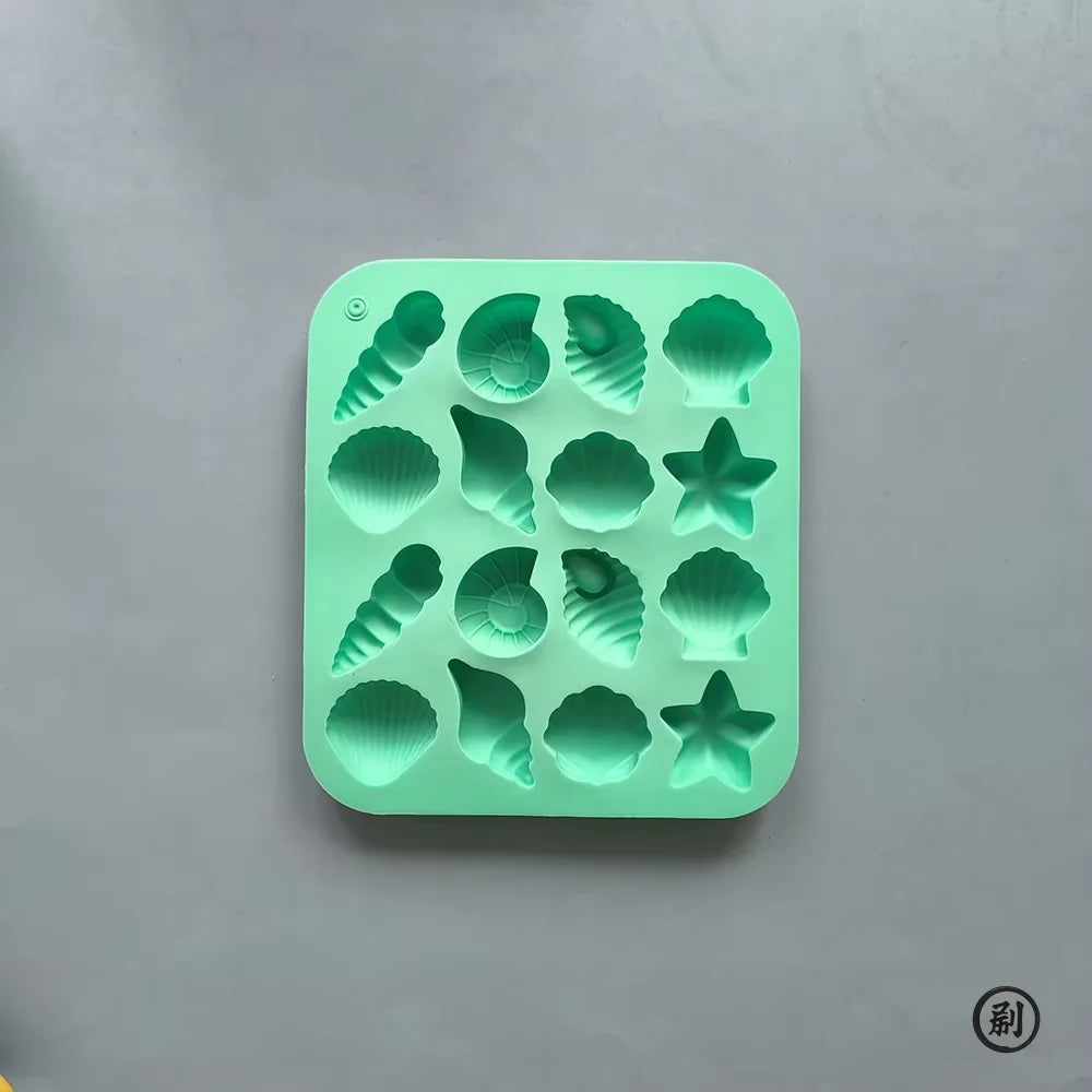 Silikonform mit 3D-Muschel- und Meerestier-Mulden für diverse Backideen