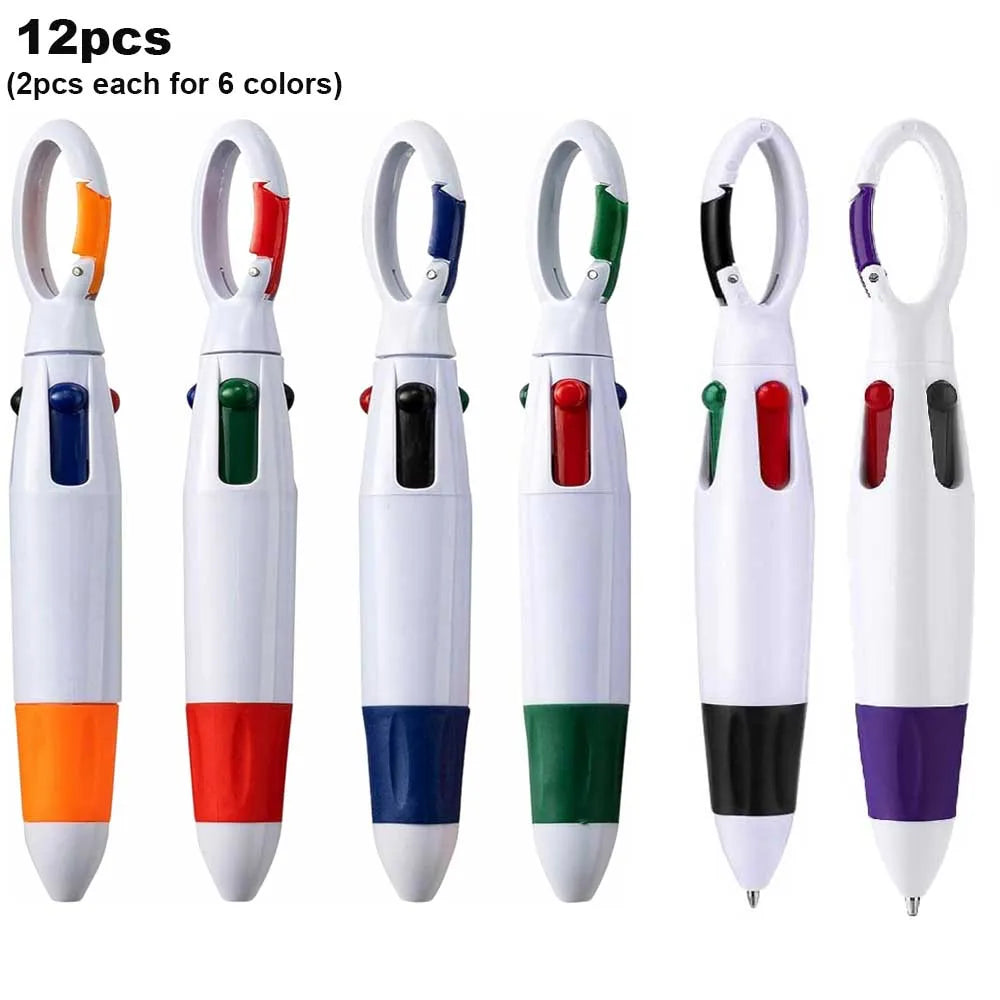 Einziehbare 4-in-1 Kugelschreiber mit Karabiner Clip Packung 4-12 Stück