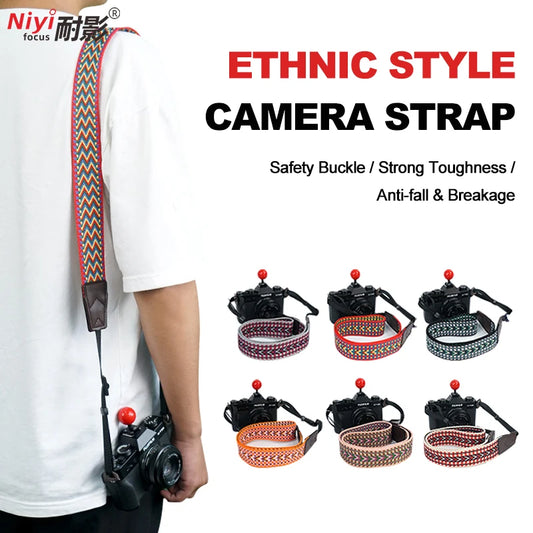Verstellbarer ethnischer Kameragurt für komfortablen Schultertrag
