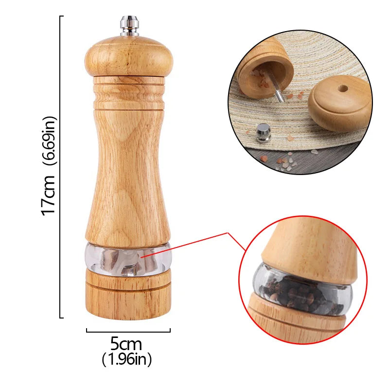 Präzises Mahlen: 6-Zoll Gummiholz Pfeffermühle mit verstellbarem Keramikmahlwerk