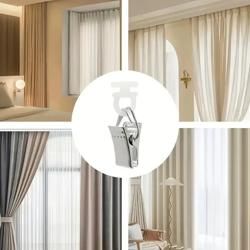 30 teiliges Set Metallvorhangklammern mit Nylonrollen für Schienen