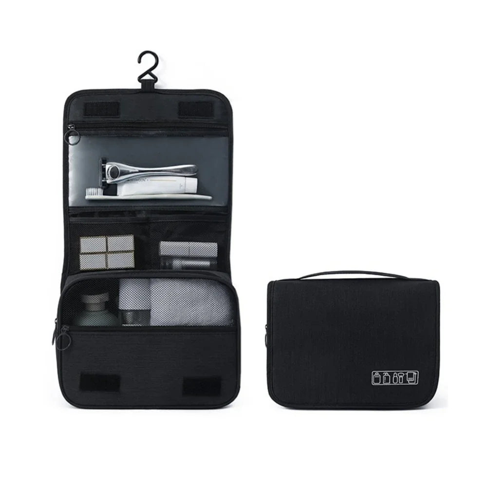 Großer Unisex Kulturbeutel mit Haken, wasserdicht, Reise Make-up Kosmetiktasche