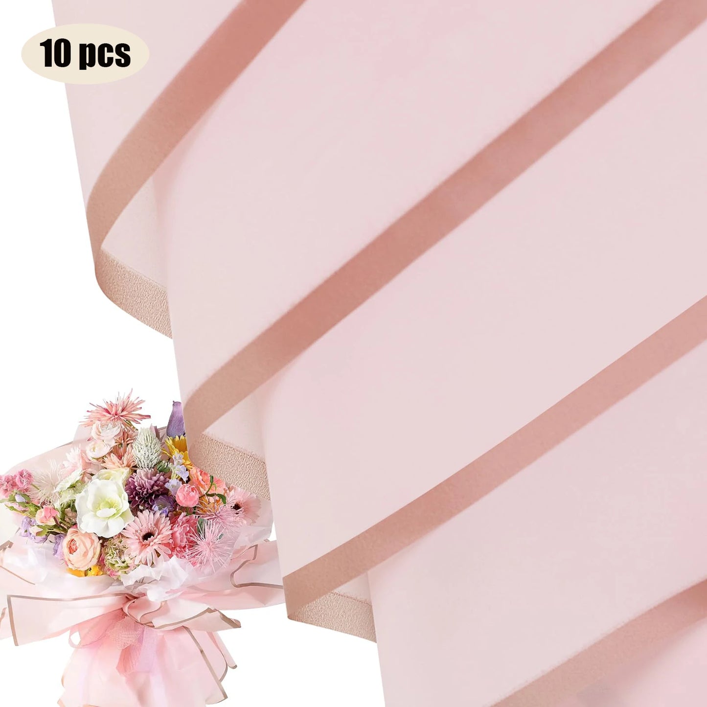 10 Blatt wasserfestes Blumen-Geschenkpapier mit goldenen Kanten für DIY-Feiern