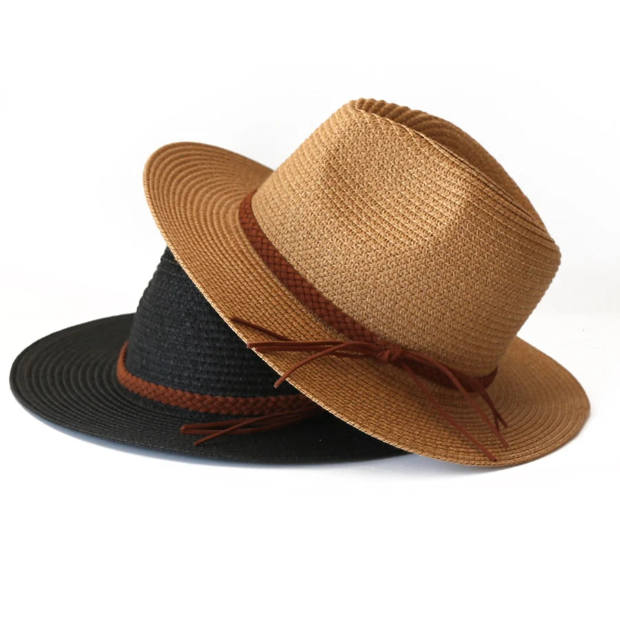 Stylischer Unisex Strohhut mit breiter Krempe – Leicht - UV-Schutz fürs Sommerlicht