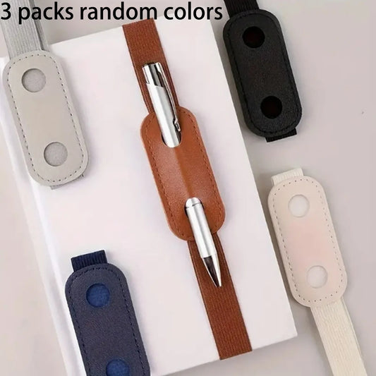 3-teiliges Leder Stiftetui mit elastischem Halter für Schule - Büro