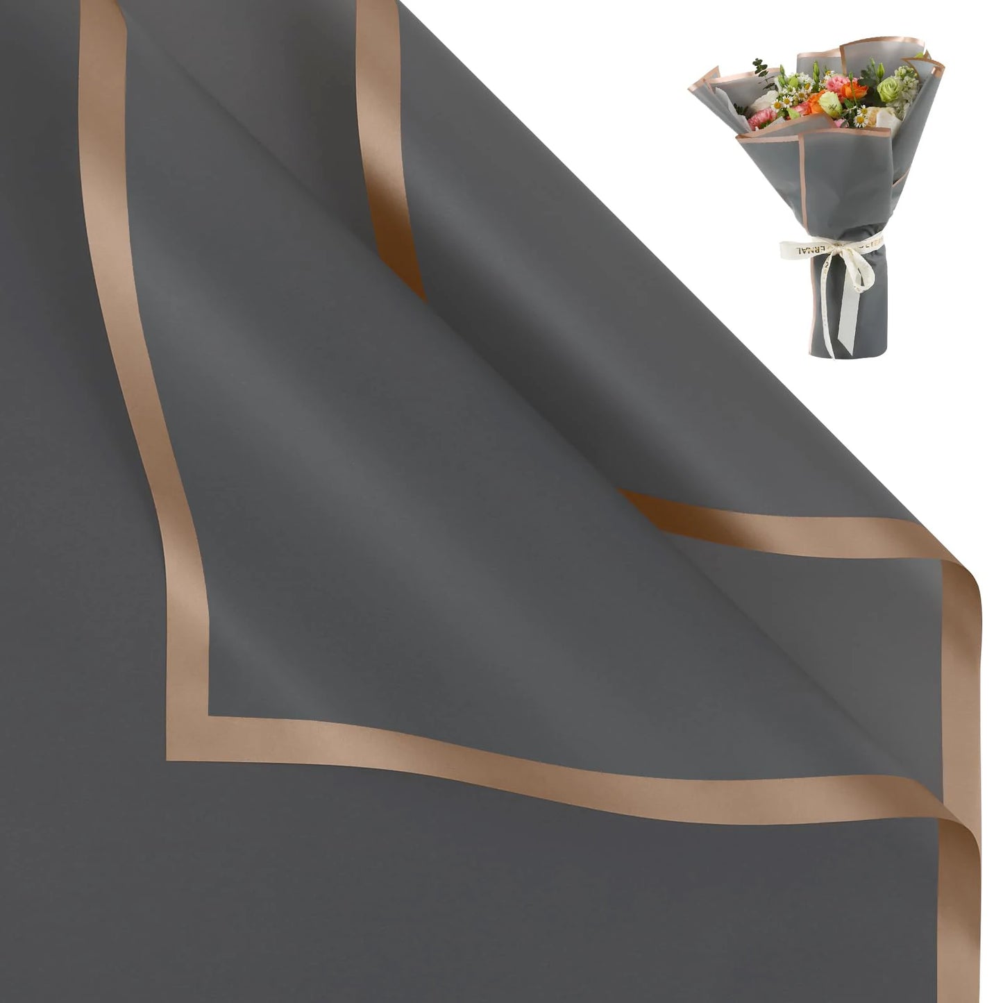 10 Blatt wasserfestes Blumen-Geschenkpapier mit goldenen Kanten für DIY-Feiern