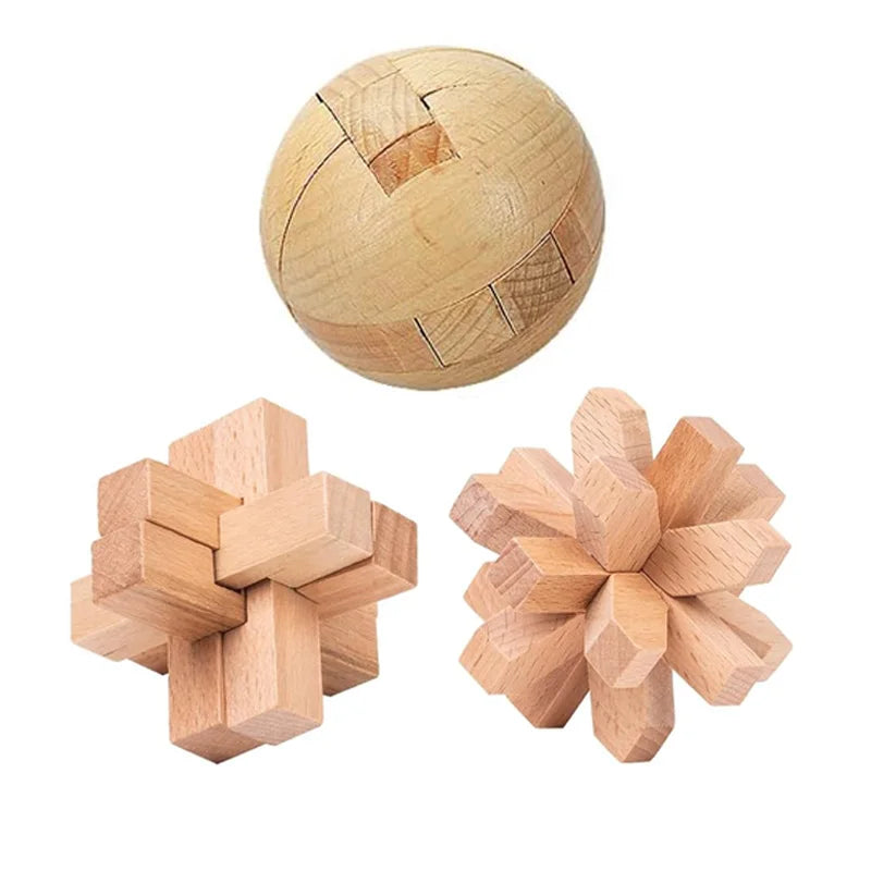 3PCS LuBan Lock Holz Puzzle IQ Brain Teaser für Erwachsene und Kinder