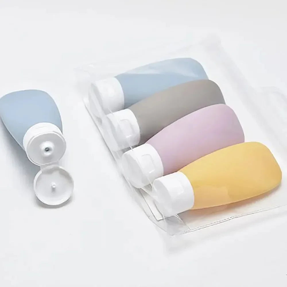 Praktisches 4er Reise Flaschen Set 60ml – auslaufsicher, nachfüllbar - flugtauglich