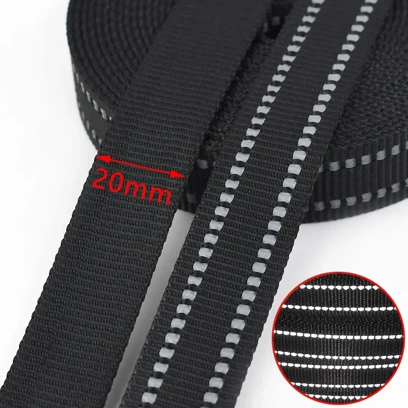 Reflektierendes Nylon Gurtband Meterware 15-38mm für Haustier Rucksack DIY