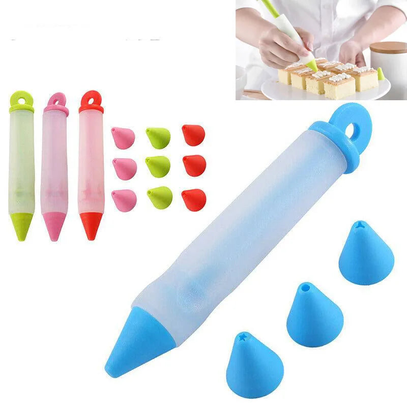 Silikon-Dekorationsstift mit 4 Aufsätzen für präzises Cake Design
