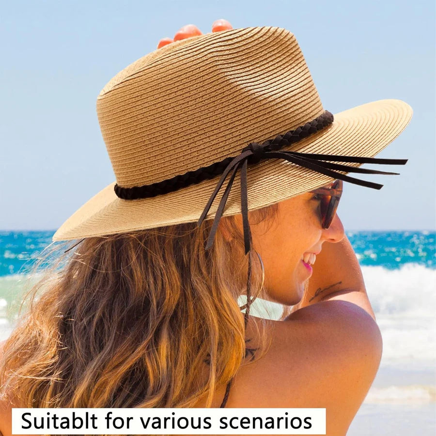 Stylischer Unisex Strohhut mit breiter Krempe – Leicht - UV-Schutz fürs Sommerlicht