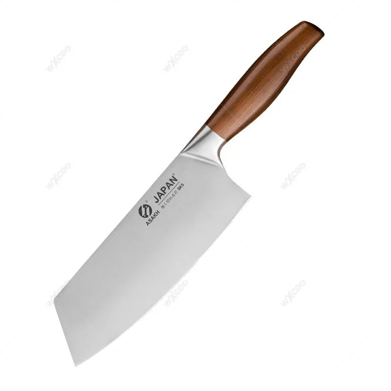 Japanisches Kochmesser aus Edelstahl mit Holzgriff für vielseitiges Schneiden