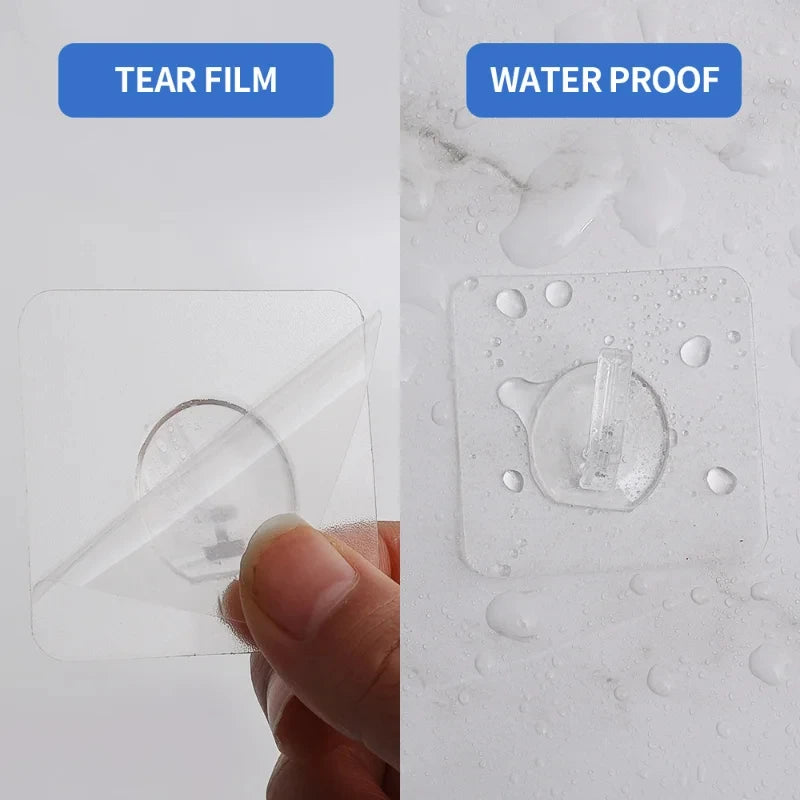Transparente Selbstklebe Haken starker Halt für Küche, Bad, Kind - Tür Wand
