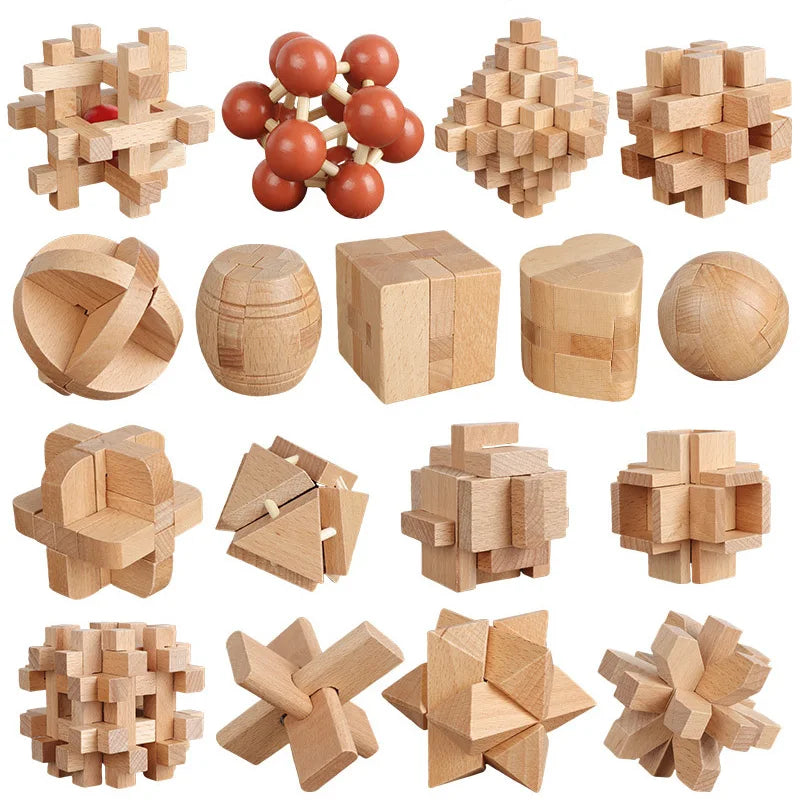 3PCS LuBan Lock Holz Puzzle IQ Brain Teaser für Erwachsene und Kinder