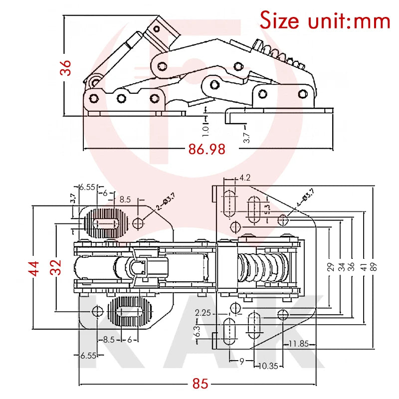 Hydraulisches Edelstahl Schrankscharnier mit sanftem 90° Verschluss