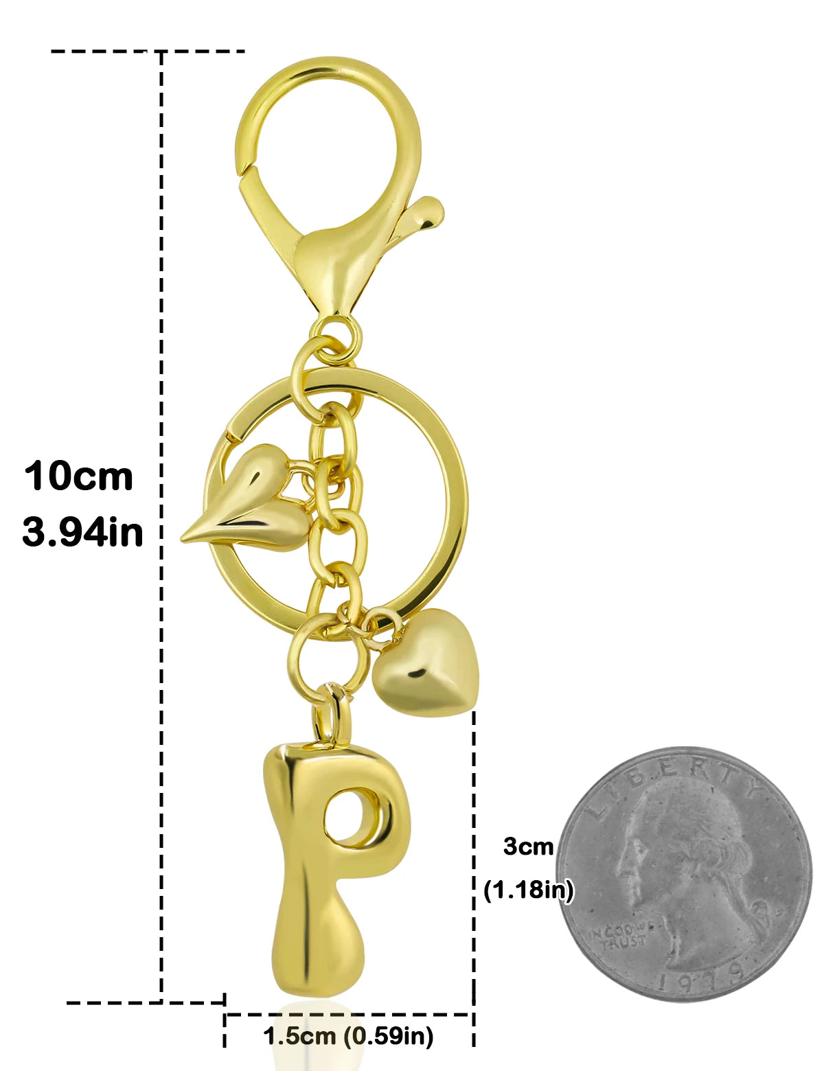 Personalisierter 18K Gold Schlüsselanhänger mit Herz – Blasenbuchstaben Damen