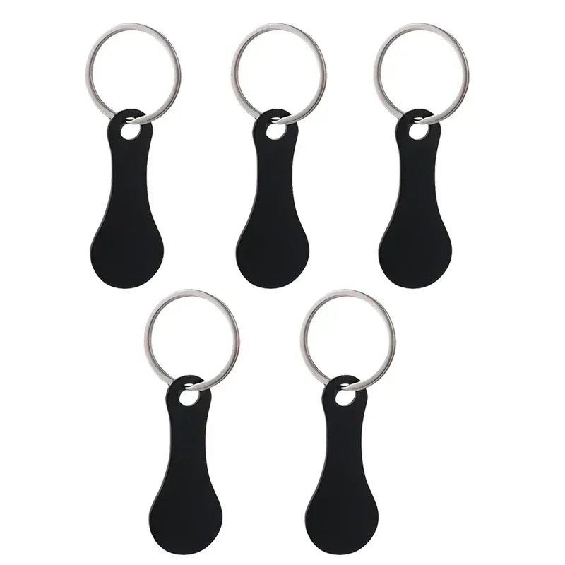 Praktischer Einkaufswagen-Token Schlüsselanhänger aus Aluminium, 1-5 Stück in Silber - Schwarz
