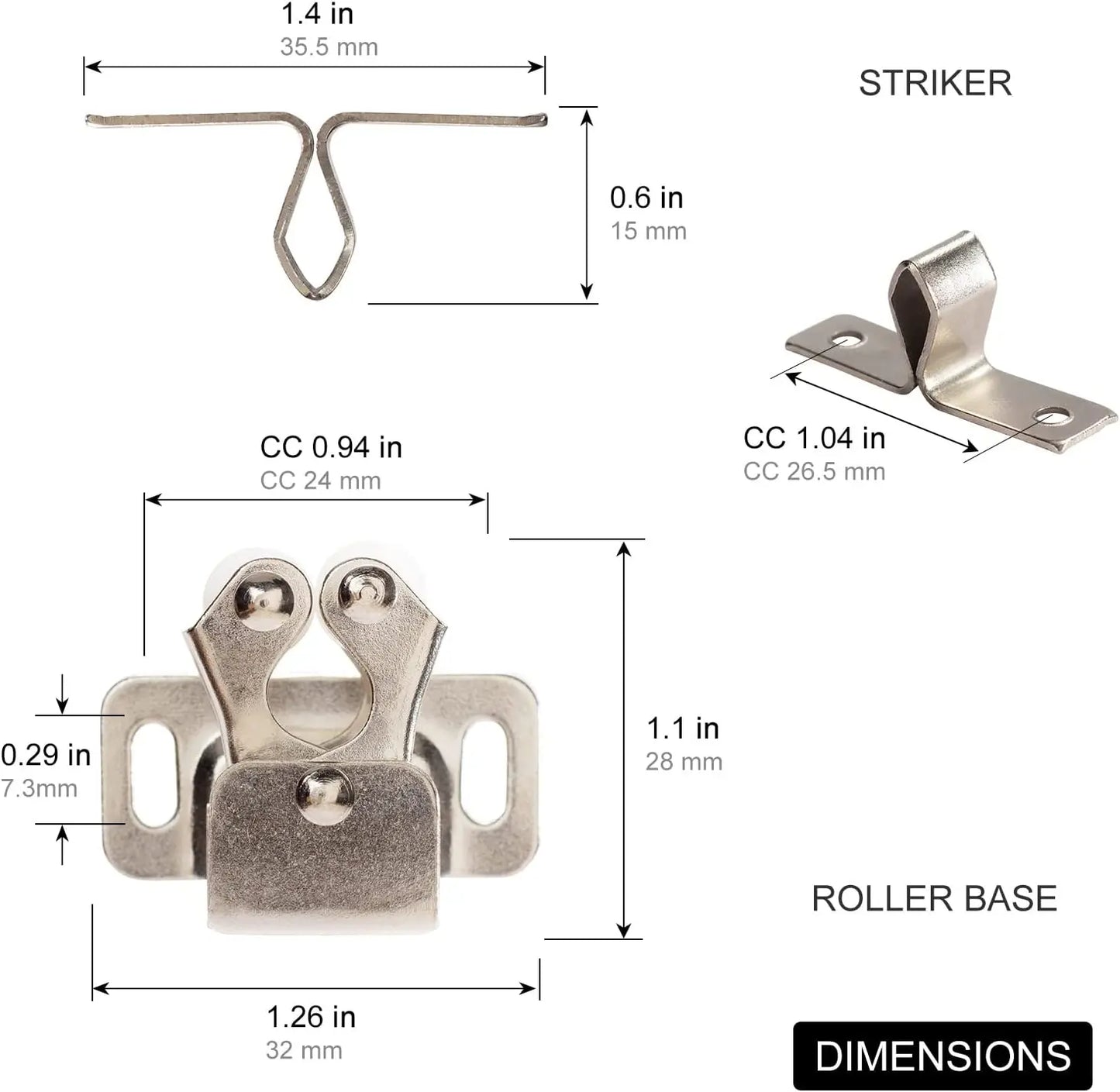 Möbel Türstopper Antik Kupfer Schranktürrolle Riegel Doppelverschluss Set