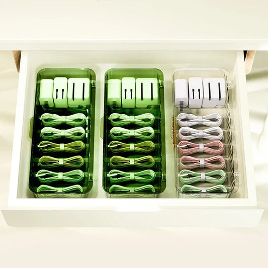 Kabel Organizer Box Reise Zuhause – 7 Fächer für Daten Ladegerät Speicher