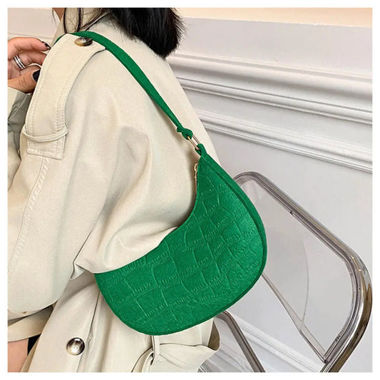 Elegante Damen Umhängetasche aus Filz und PU Leder mit Krokodil Muster