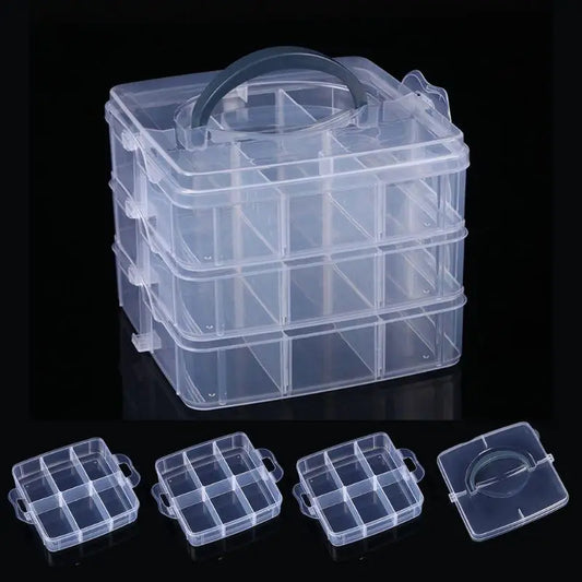 3-stufiger transparenter Kunststoff Organizer mit großem Fassungsvermögen