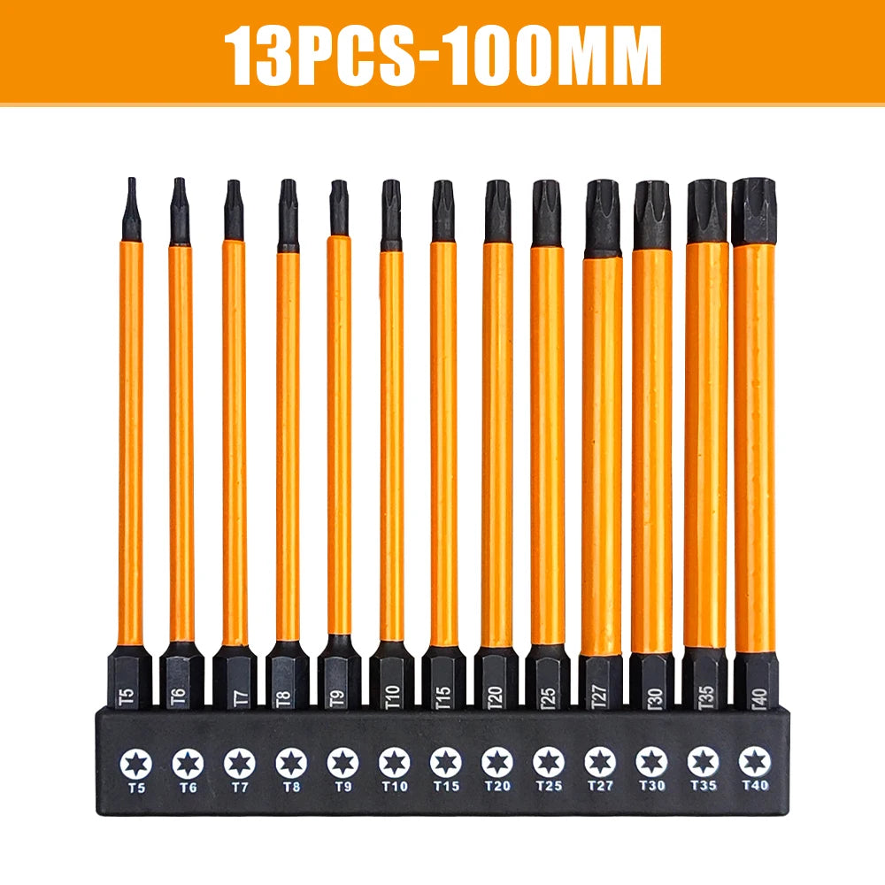 14-teiliges Schlag-Torx-Bit-Set T5-T40 mit Griff – robust - präzise Schrauben