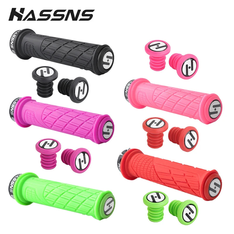 HASSNS Fahrradlenkerstopfen MTB Lock On Grips Bar End Road Mountainbike Silikon Lenkerendkappe Manschetten für Griffabdeckung