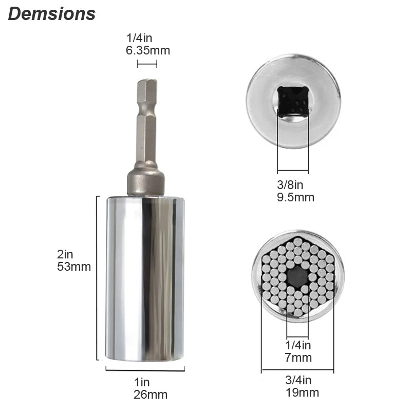 "Automatischer Steckschlüssel-Adapter aus Chrom-Vanadium-Stahl für 7-19 mm Muttern"