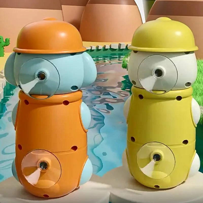 Interaktives Baby Badespielzeug mit Saugnapf - Wasserrad, Ente/Elefant
