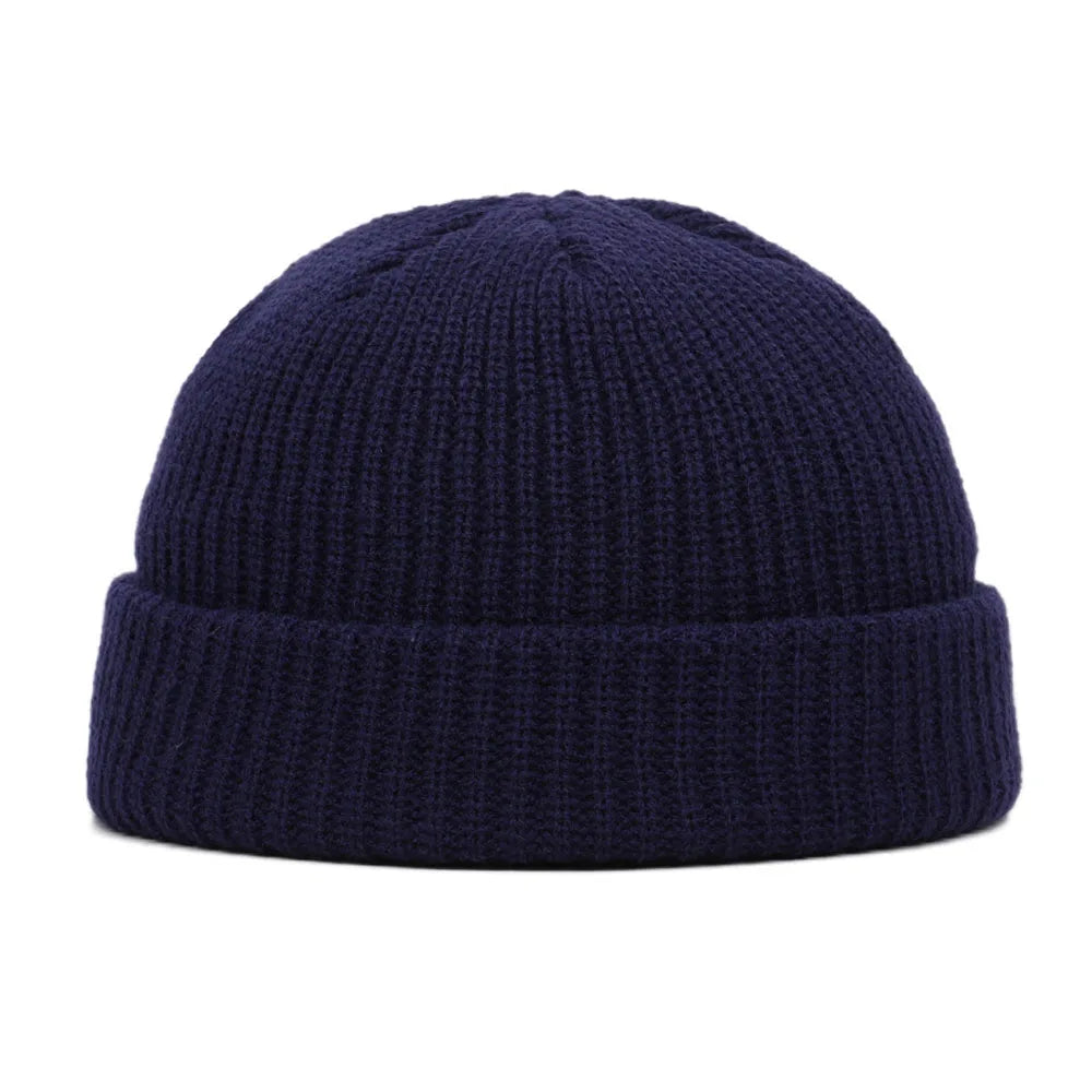 Elastische Unisex Winter Mütze Kurz Gestrickt Warm Beanie Kappe Erwachsene