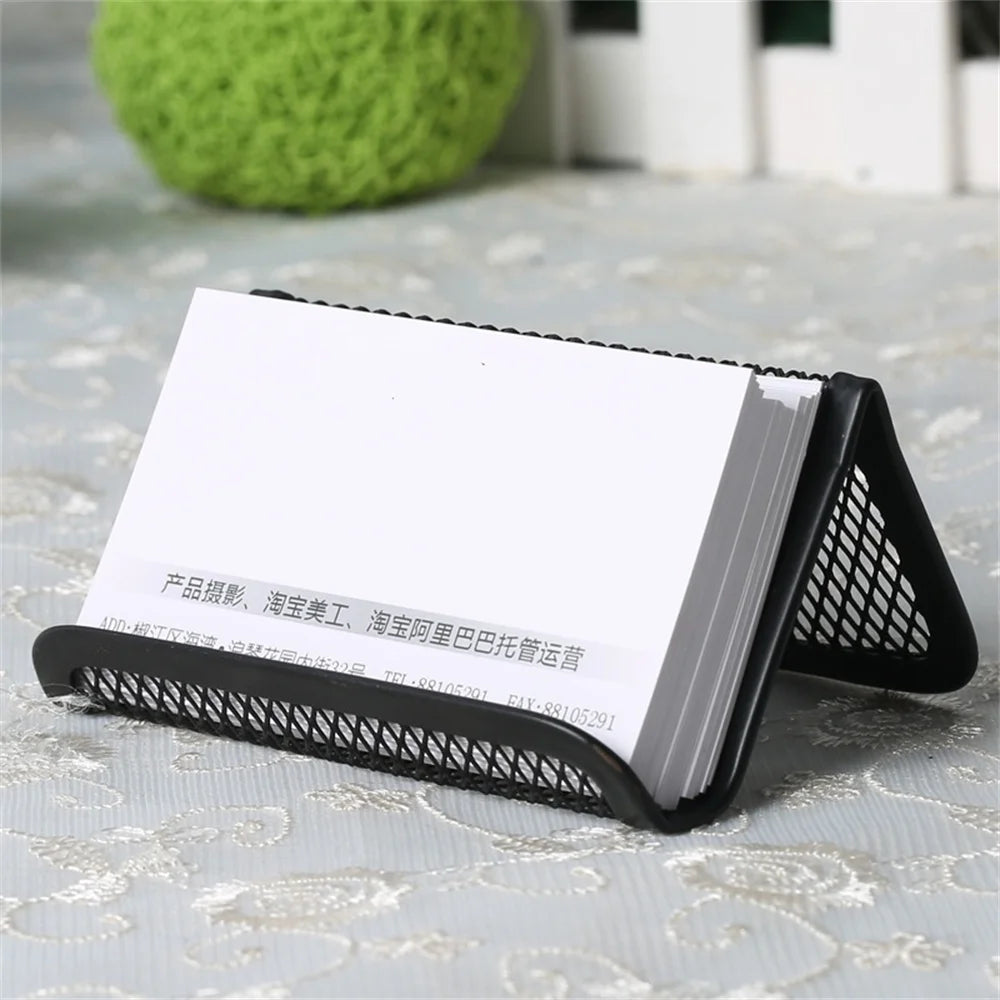 Schwarzer Metall Visitenkartenhalter und Desktop Organizer für Büro