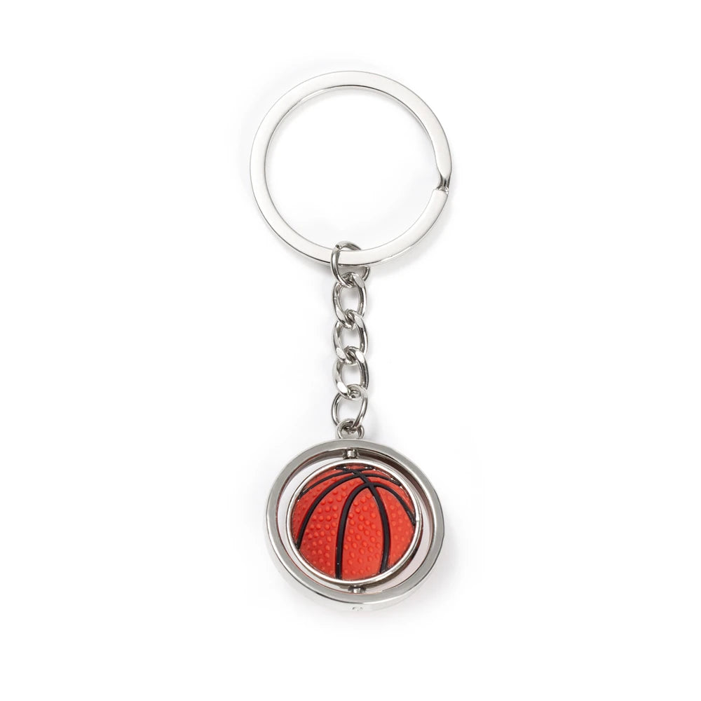 Rotierender Mini-Ball Schlüsselanhänger in Silber – Sportliche Motive, langlebig - stylisch